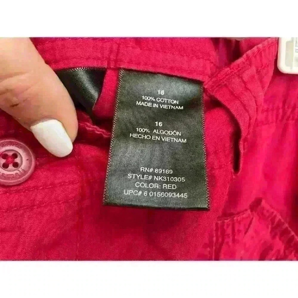 Norma Kamali Cranberry Cropped Capri Drawstring Hem Cargo Pants Women's 16 - Picture 5 of 6